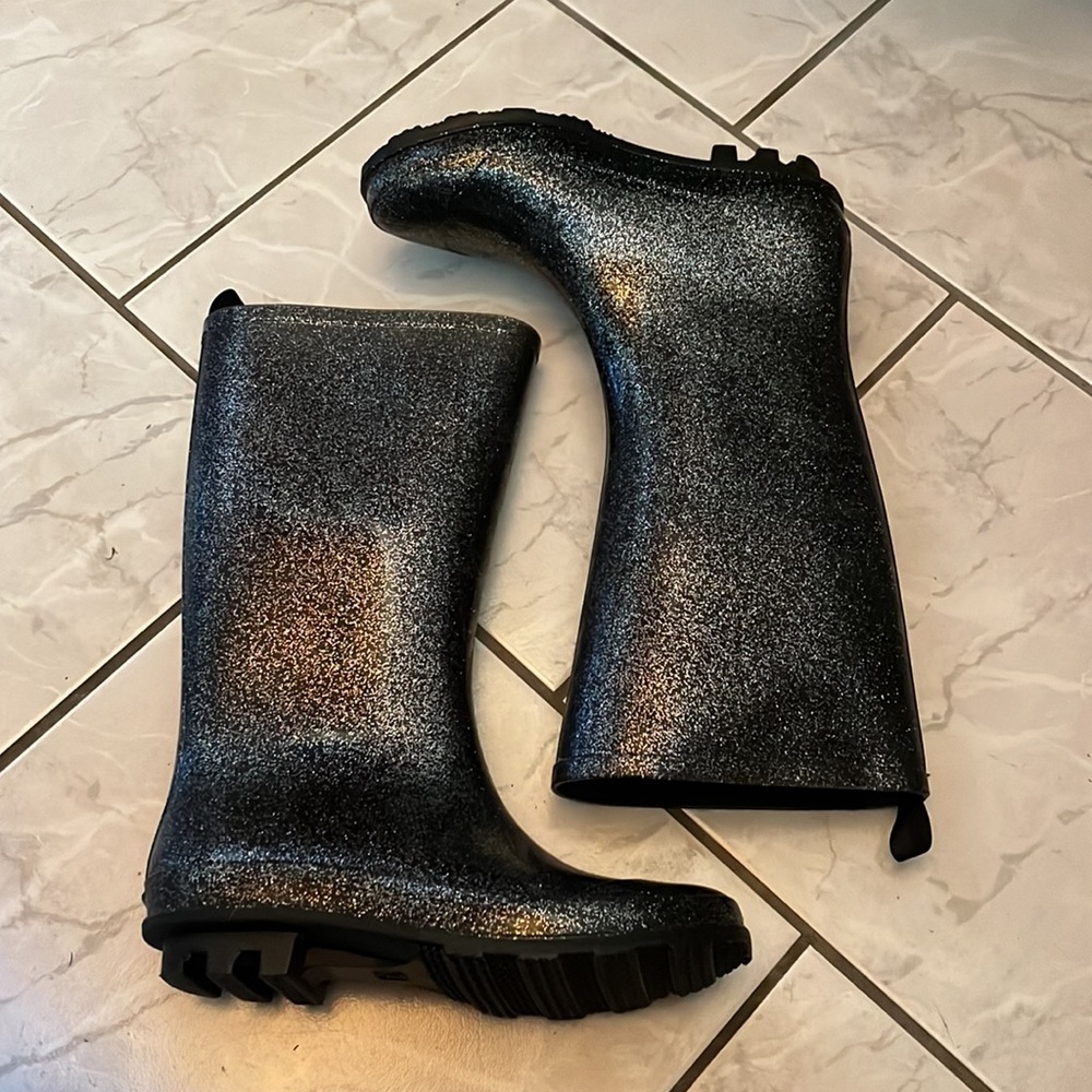 Capelli Kids Black Glitter Rainboots